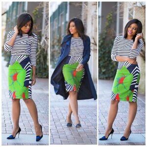 J. Crew Ratti Floral Hibiscus Stripes Pencil Skirt, NEW!